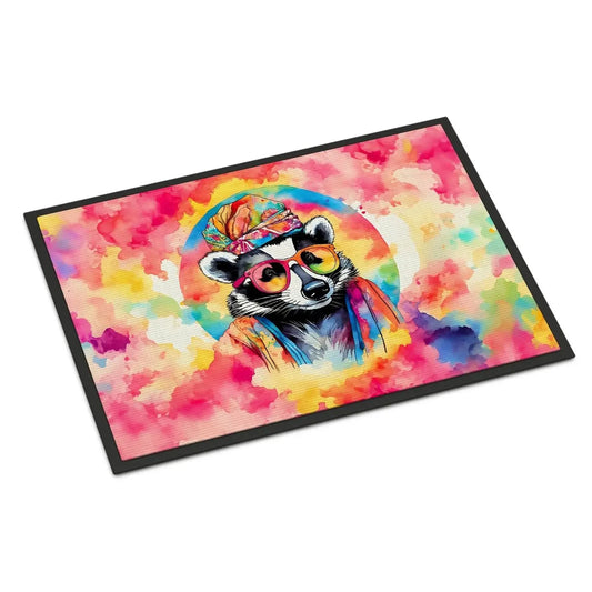 New Hippie Animal Badger Doormat Non Slip Washable Low Pile 18H X 27W Indoor Outdoor Entryway Rug Front Door Mat