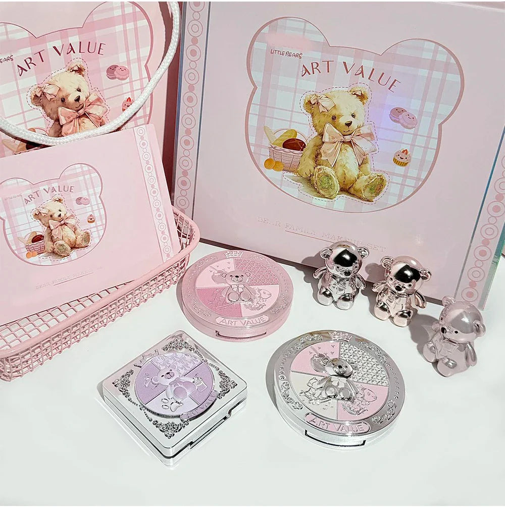 ART VALUE 7PC Makeup Sets Include 3 Colors Matte Lip Mud,1 Pressed Powder,1 Blush,1 Eyes Palette,1 Necklace Beauty Makeup Sets