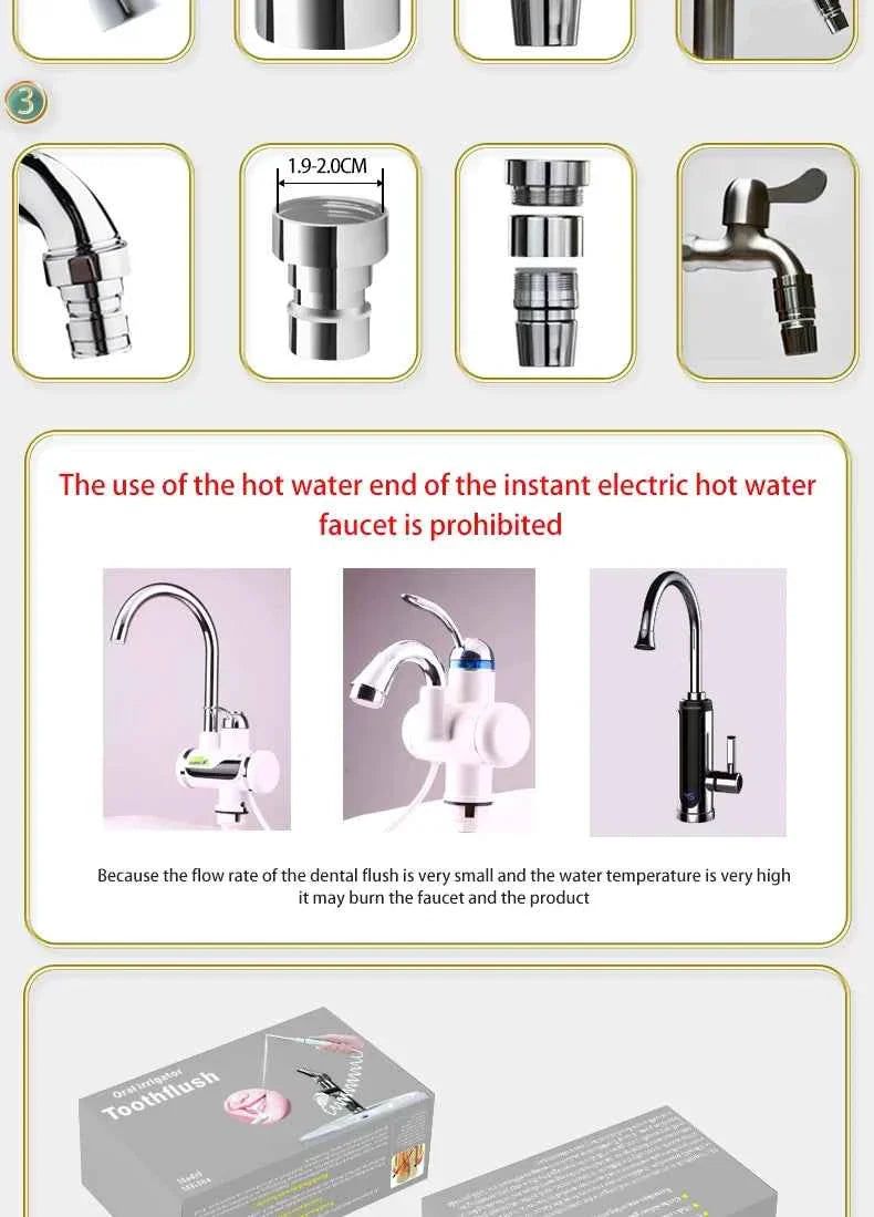 New Water Dental Flosser Faucet Oral Irrigator Floss Dental Irrigator Dental Pick Oral Irrigation Teeth Cleaning Machine