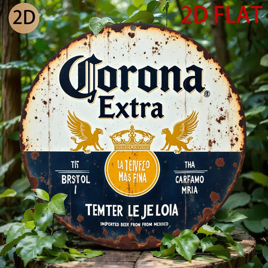 2D Flat, Vintage Corona Extra Beer Logo Metal Sign - Retro Tin Wall Art with Eagle&Crown Design,Rustic Home Bar or Kitchen Decor