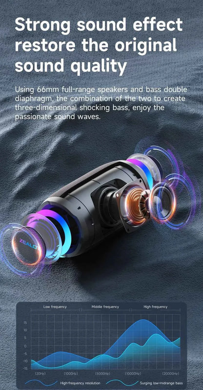 S61 Bluetooth Speaker,with IPX6 Waterproof Protection and Outdoor Bass Sound for Backyard and Beach Party,10W Loudspeaker