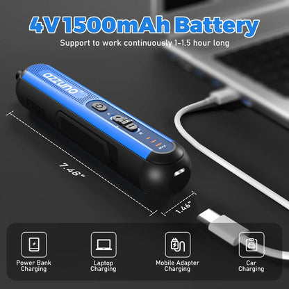 Cordless Electric Screwdriver Rechargeable 1500mAh Lithium Battery Mini Drill 4V Power Tools Set 25pcs Bits Maintenance Repair