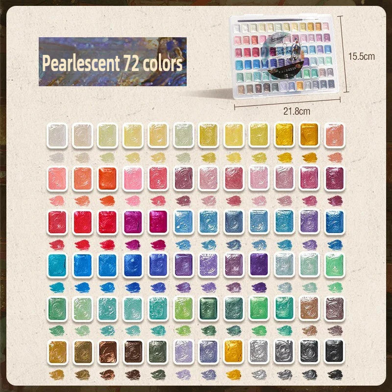 12/98/150/180 Colors Pearl Solid Water Color Paint Set Portable Professional Watercolor Painting School Art Supplies Stationery