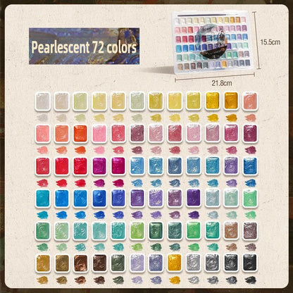 12/98/150/180 Colors Pearl Solid Water Color Paint Set Portable Professional Watercolor Painting School Art Supplies Stationery