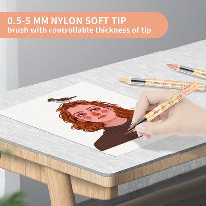 Skin Tones Art Markers,Soft Brush Tip Acrylic Paint Pens,Quick-Drying Waterproof for Sketching,Wood,Glass,Fabric,Rocks Painting