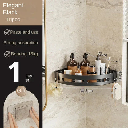 Bathroom Shelves Organizer No Punching Required Kitchen Corner Shelf Racks Shampoo Makeup Storage Holder Shower Towel Caddy Rack