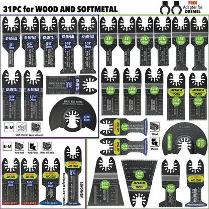 Oscillating Saw Blades Kit，Multitool Blades - Compatible with Milwaukee Dewalt  Worx Skil AEG Ryobi