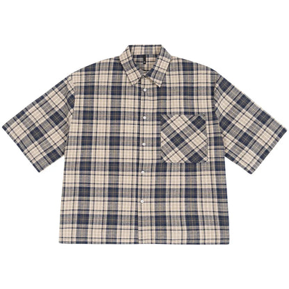‌Plaid Short Sleeve Shirt for Men‌ Casual Button Down,Lightweight Breathable Fabric,Trendy Streetwear,Summer Open Front Top