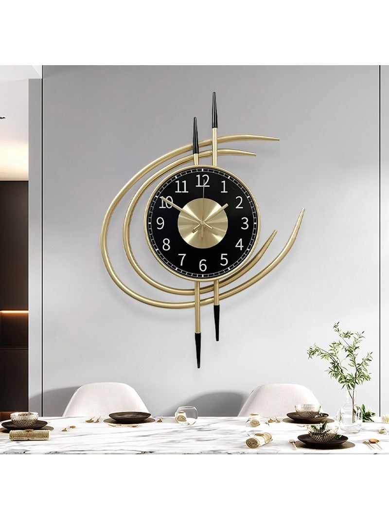 54cm Storm Eye Modern Wall Clock, Large Black Dial Metal Silent Analog Clock, Gold Luxury Decorative for Living Room Bedroom