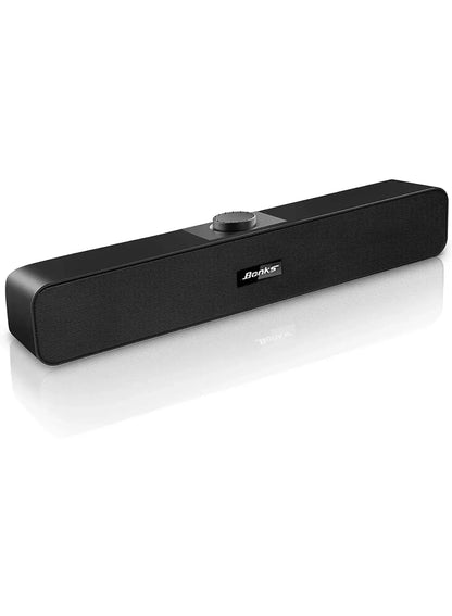 B Computer Speakers with 3.5 mm Aux, Small PC Speakers Powered by USB, USB Soundbar for Monitor，Wired USB Desktop Speaker,
