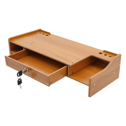 Wooden Desk Organizer W/ Drawer File Storage Desk Monitor Riser Computer Stand