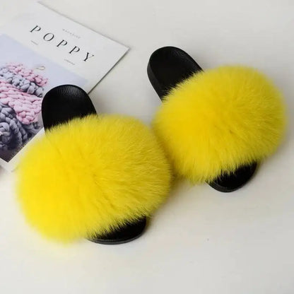 Summer Women Fur Slides Fluffy Furry Slippers Indoor Fuzzy Flip Flops Casual Outdoor Flat Ladies Fur Sandals Plush House Shoes