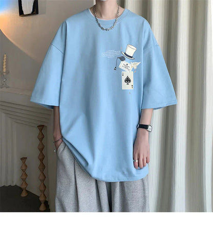 Men's Cotton T-shirts White 5XL Fashion Mens Oversized T Shirt Funny Print Summer Casual Wear Tee Shirts for Men Male Clothes
