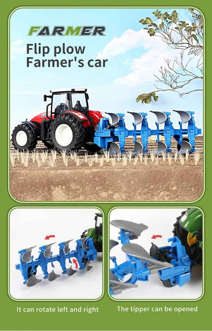 RC Farm Tractors Car 1/24 Radio Controlled Cars and Trucks 2.4G with Light Simulated Engineering Truck Model Toys for Children