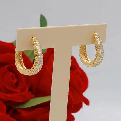 Dubai Vintage Jewelry Sets For Women Luxury Design Shiny Zircon Gold Plated Necklace Earring Bangle Wedding Party Accessories