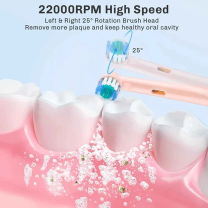 Sonic Electric Toothbrush Rechargeable Rotary Adult Waterproof with Timer 5 Modes & 4 Replaceable Brush Heads for Teeth Cleaning