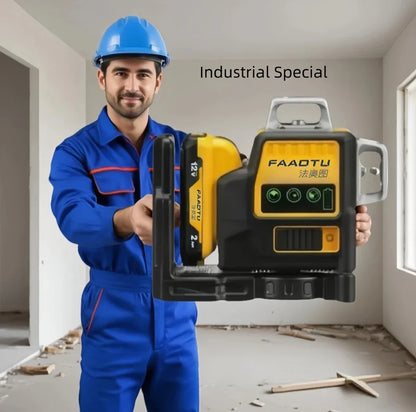 FAAOTU DW089LG 12 Lines 3 Sides 360 Degree Vertical 12V Lithium Battery Laser Level Horizontal Green Meter Outdoor