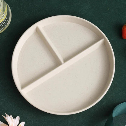 23cm Sub-grid Plate Fat-reducing Sub-plate Children's Tableware Three-grid Rice Plate Separated Dessert Breakfast Plate Kitchen