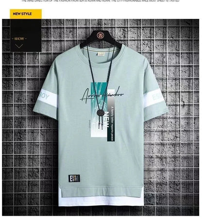 T Shirt for Men Set Summer Hot Selling Men's Short Sleeved T-shirt Casual Versatile Half Sleeved Trend Color Blocking Top Tshirt