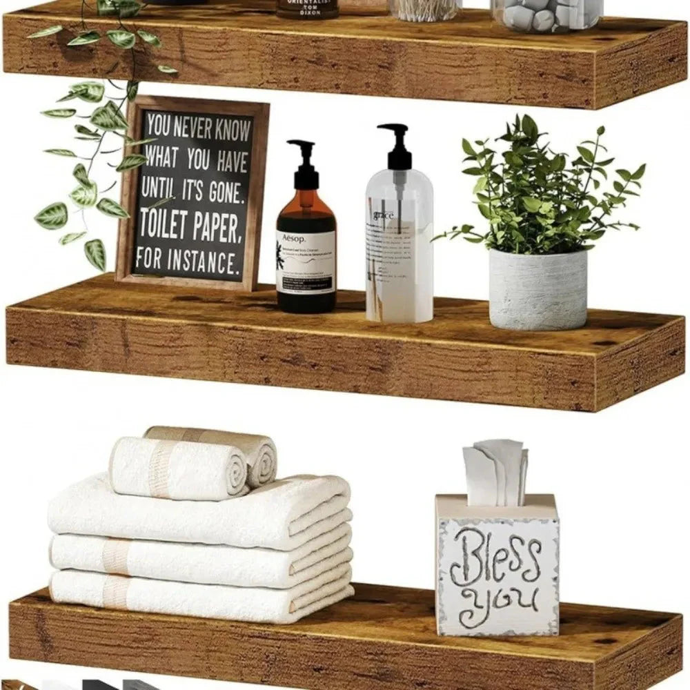 Solid Wood Solid Wooden Floating Shelves Wall Mounted Storage Rack Wall Mounted Bookshelf Floating Design Book Shelf