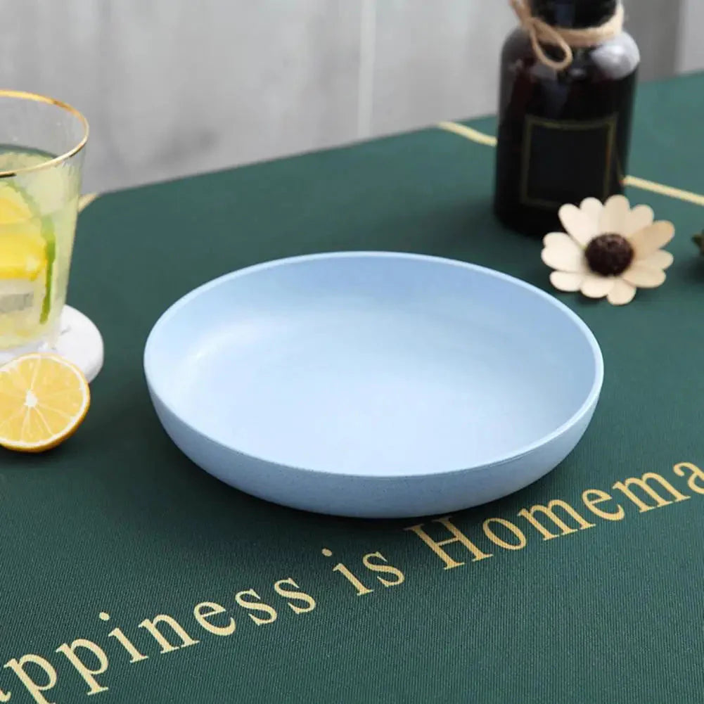 Wheat Fiber Plate Microwave Plastic Plates Dinner Plate BPA Free Food Grade Round Shape Food Dish Fruit Salad Dish Kitchen Plate