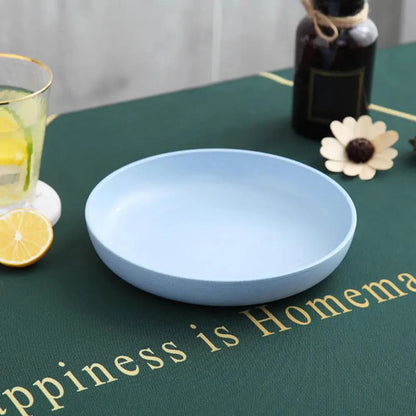 Wheat Fiber Plate Microwave Plastic Plates Dinner Plate BPA Free Food Grade Round Shape Food Dish Fruit Salad Dish Kitchen Plate