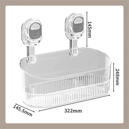 Multi-functional Bathroom Shelf with Suction Cup No Drilling Needed Shower Caddy for Shampoo Conditioner Soap Razors kitchen ﻿