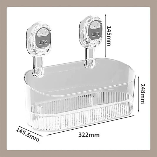 Multi-functional Bathroom Shelf with Suction Cup No Drilling Needed Shower Caddy for Shampoo Conditioner Soap Razors kitchen ﻿