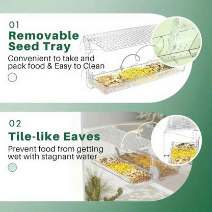 Window Bird Feeder for Outdoors, Clear Bird Feeders Window Mounted with Strong Suction Cups, Transparent Bird House Outside Wild