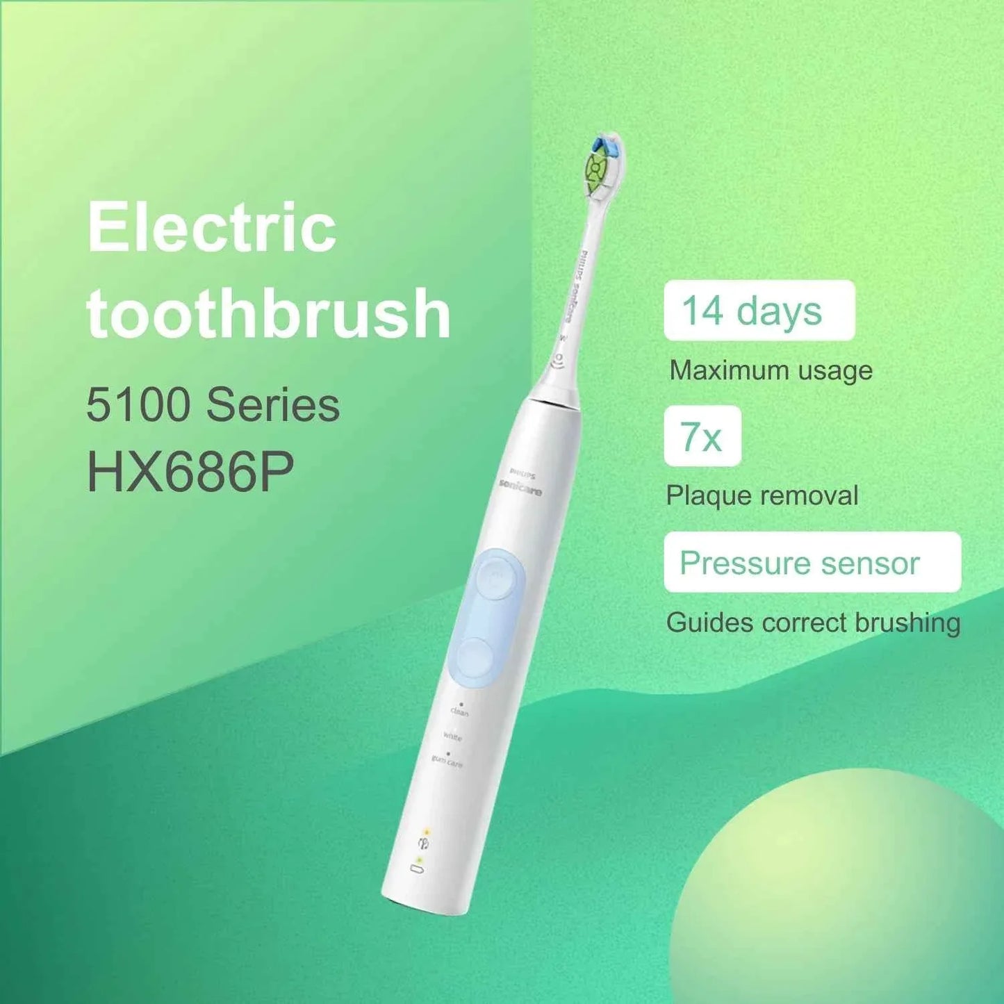 Philps Sonicare ProtectiveClean 5100 HX685, 3 Modes,Equipped with a W brush head