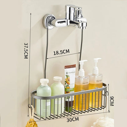 Aluminium Bathroom Shelf Without Drilling Shower Shelf Shelves Shampoo Holder Basket Storage Organizer Bathroom Accessories
