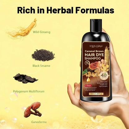 Unisex adult 4-in-1 hair dye shampoo, hair dye shampoo foam, plant-based hair dye, easy to shampoo, cover gray hair