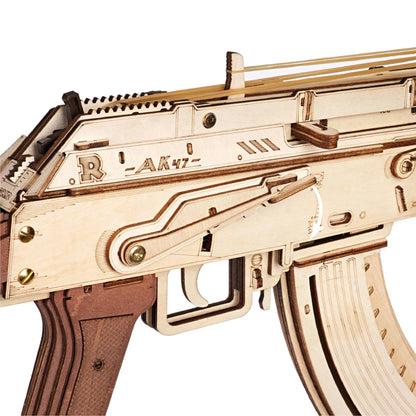 Robotime Rokr Automatic Rifle AK47 3D Wooden Gun Funny DIY Building Block Toys for Kids Adults Justice Guard Wooden PuzzleLQ901