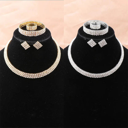 4Pcs/set Bridal Jewelry Set Necklace Bracelets Ring Earrings Set Super Gorgeous Luxury Shiny Fashion Jewelry Party Gift
