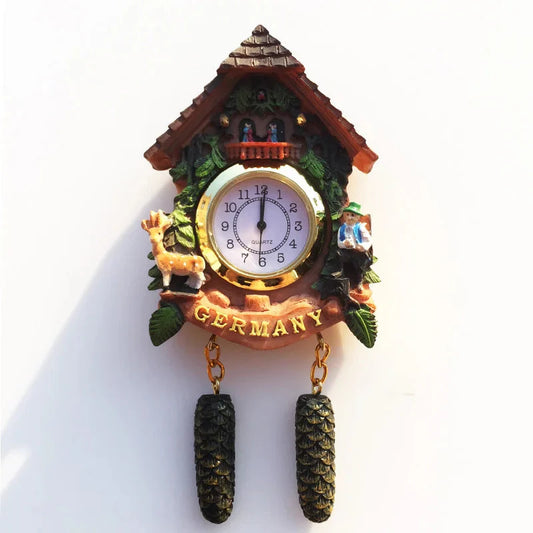 ‌German 3D Cuckoo Clock Wooden House Pine Cone Fridge Magnet, Travel Souvenir, Home Decor, Creative Gift, Strong Magnetic
