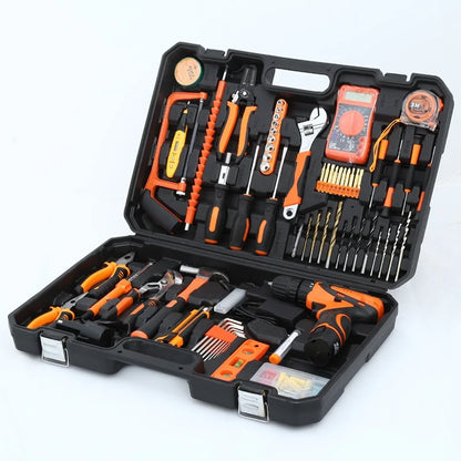 160/136/115/63 PC Lithium Drill Household Multifunctional Hardware Tool Manual Daily Electrician Woodworking Maintenance Toolbox
