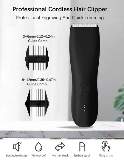 Professional Hair Clippers For Men Quiet Cordless Electric Groin & Pubic Body Hair Trimmer Wet/Dry Groomer Clippers Shaver Razor