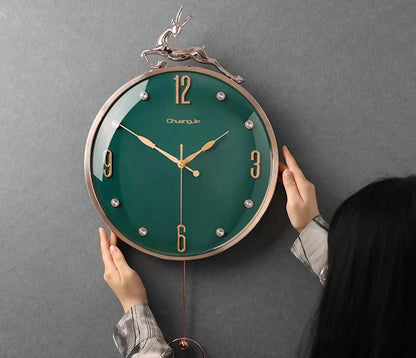 13 Inch Auspicious Deer Wall Clock Nordic Brief Design Living Room Decoration Kitchen Mute Clocks Art Wall Watch Home Decor NEW
