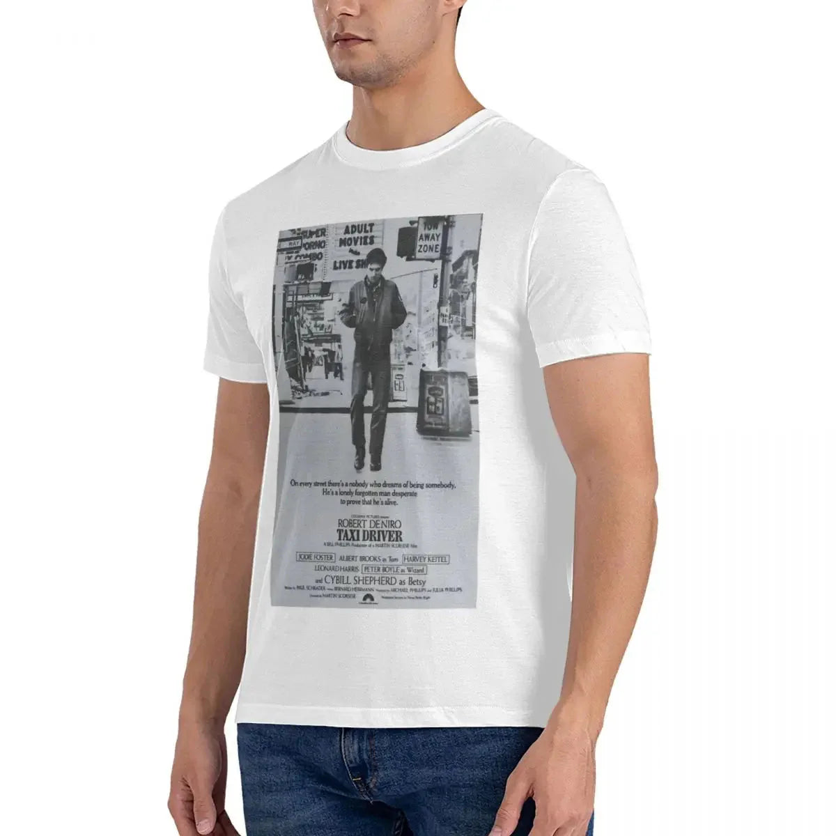 Men's T-Shirts Taxi Driver Poster Humorous Pure Cotton Tees Short Sleeve Robert De Niro T Shirts Crew Neck Tops Original