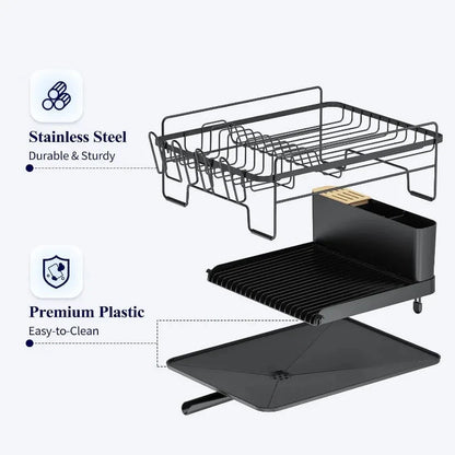 Dish Rack, Multifunctional Dish Rack for Kitchen Counter, Anti-Rust Drying Dish Rack