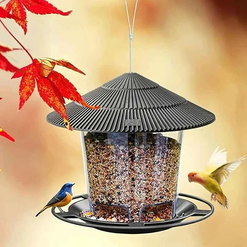 Bird Feeder Automatic Hanging Outdoor Garden Gazebo  Bird Feeding Container With Hang Rope House Decor Pet Supplies