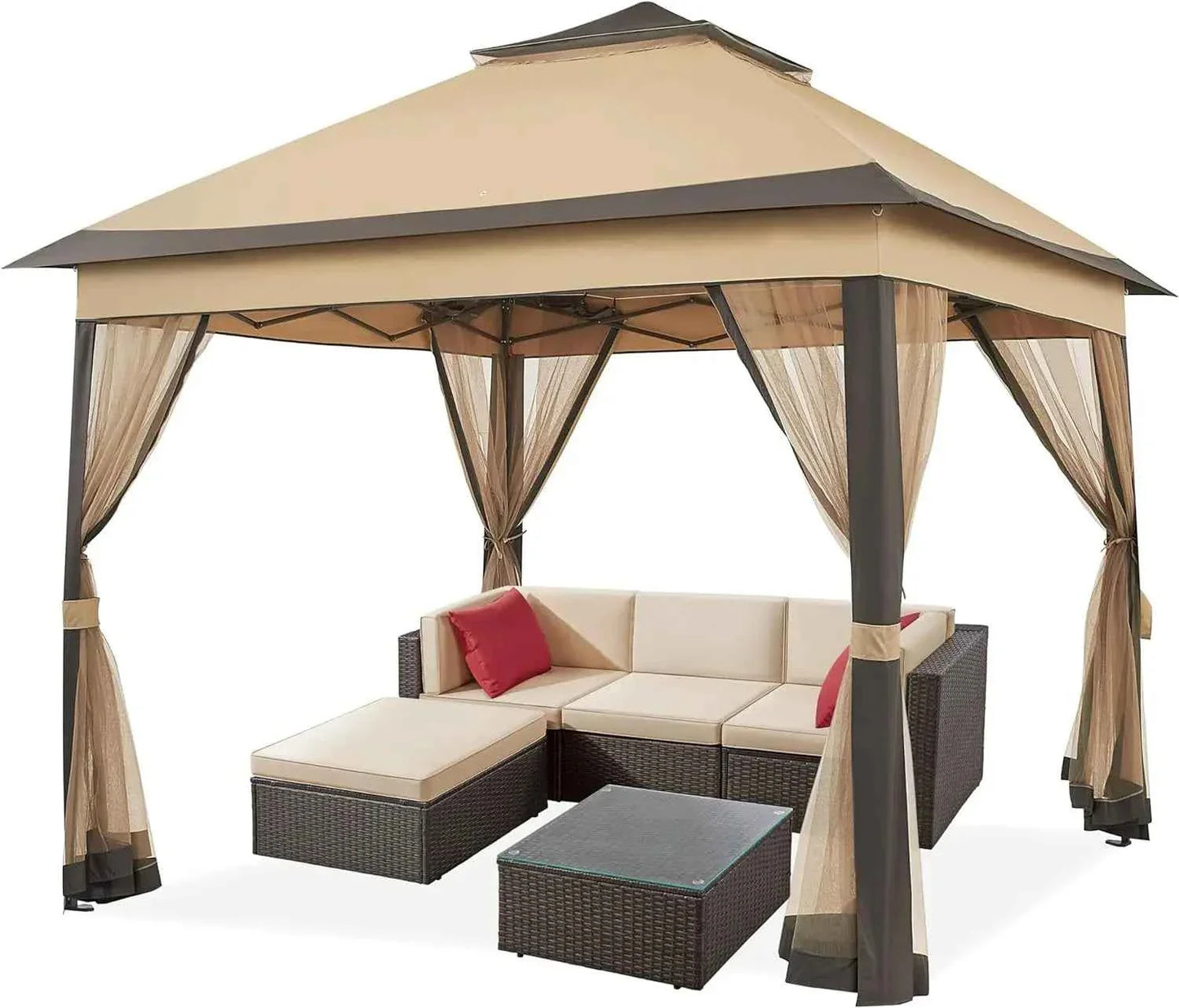 3.3x3.3m Pop-Up Folding Gazebo - Waterproof Garden Tent with Mosquito Netting