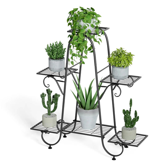 6 Tiers Metal Plant Stand Indoor Outdoor Flower Display Rack Holder