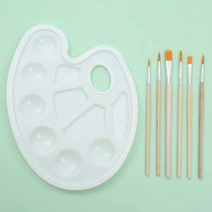 Adults Drawing Artist Coloring Student Art Painting Supplies Watercolor Tray Art Oval Palette Brush Set Oil Painting Palette