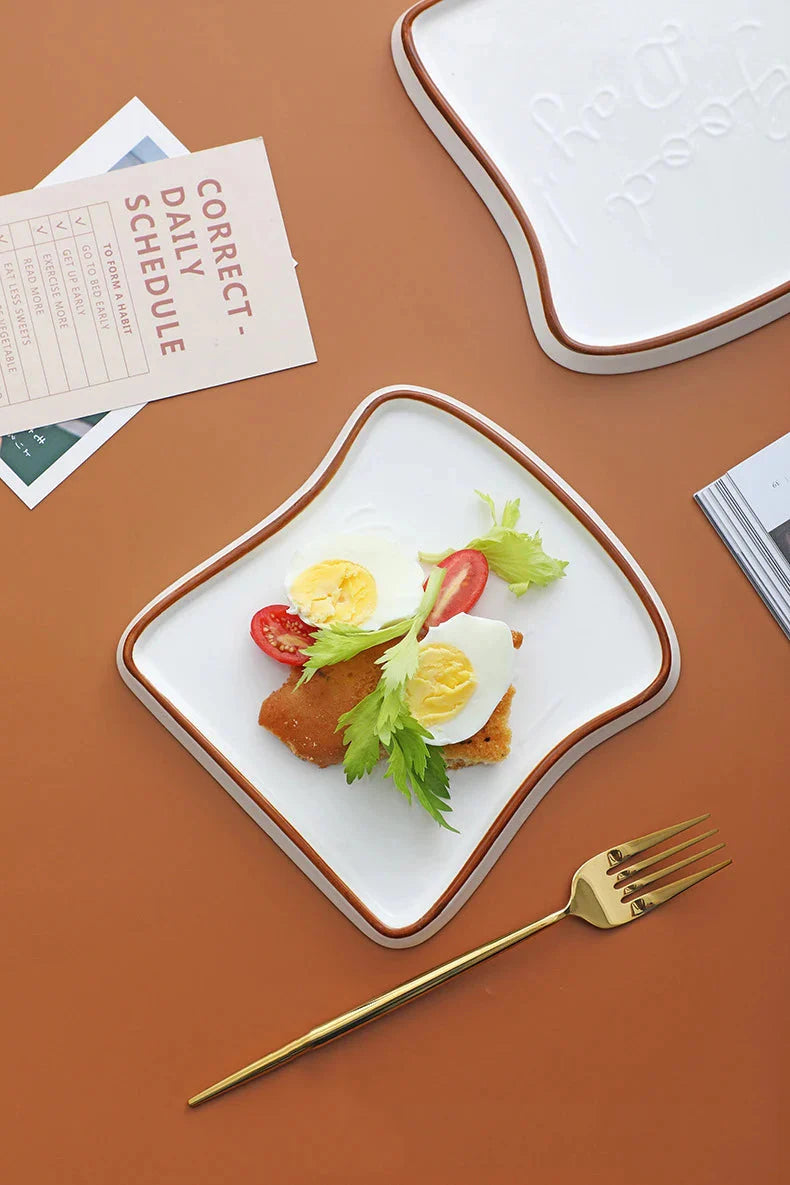Ceramic Dinner Plate Household Creative Bread Plate Toast Plate Dessert Plates Cake Plates Breakfast Plates Ceramic Tableware