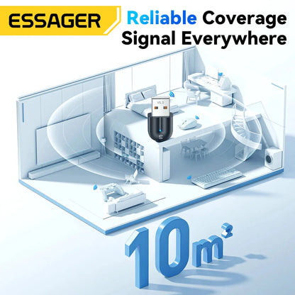 Essager USB Bluetooth 5.3 Adapter Aux Audio Receiver Transmitter For PC Speaker Laptop Wireless Mouse soundbox USB Transmitter