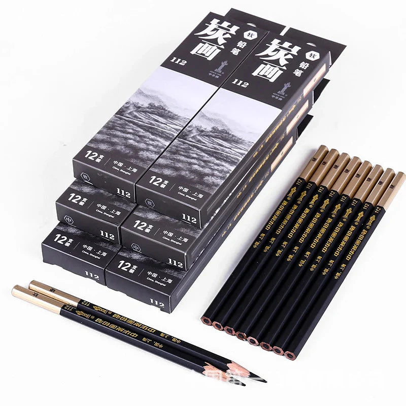 Specialized Sketch Charcoal pencils,Hard,Neutral,Soft Refills,Drawing Pencils,Art Student,Master Fine Arts Supplies 12pcs Box