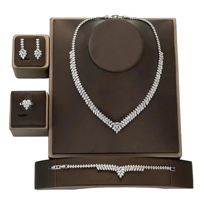 Jewelry Set HADIYANA Gorgeous Women Wedding Got Engaged Party Bridal Necklace Earrings Ring And Bracelet Set BN7840 Accessories