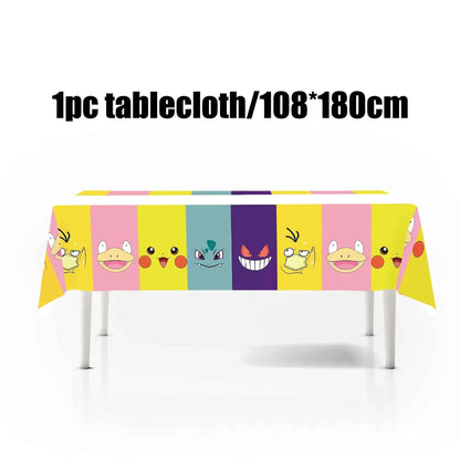 Pokemon Birthday Party Decorations Paper Tableware Plates Napkins Cups Pikachu Birthday Tablecloth Party Supplies Children Gifts