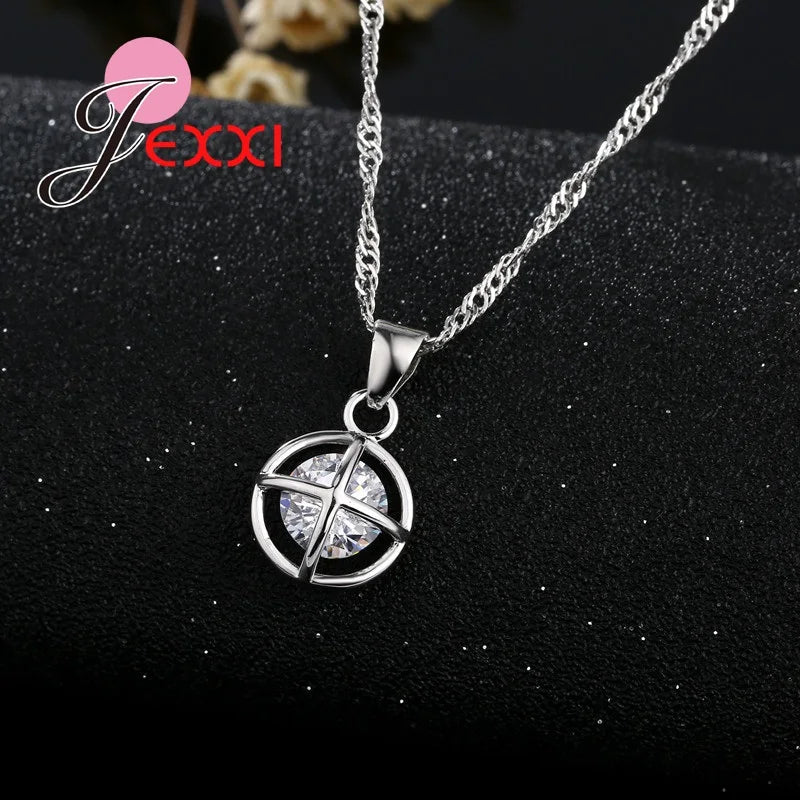 New Fashion Jewelry Set Chain Pendant Necklace & Earrings Genuine 925 Sterling Silver Jewelry Set Hot Sales